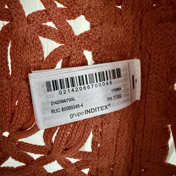 [🌟 PRICE FIRM] 🌞 ZARA Beaded Knit Vest Macrame Terracotta Rust Crochet L - Picture 10 of 11